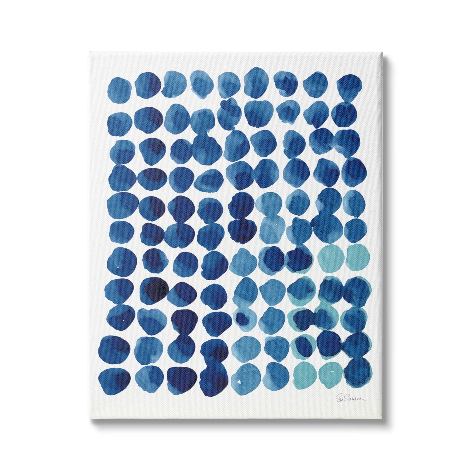 Stupell Industries Blue Polka Dot Pattern Circle Shape Grid Watercolor, 16 x 20, Design by Sue Schlabach