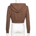 thumbnail image 2 of Suéter básico de Color liso para mujer, cárdigan corto con capucha, chaqueta pequeña, color rosa M, novedad de 2021, 2 of 8