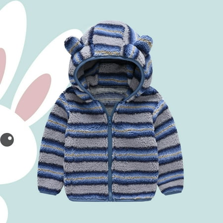 

Toddler Kids Baby Boy Girl Winter Hooded Coat 3D Ear Zipper Hoodie Coat Solid Color Windproof Plush Warm Thicken Fleece Jacket