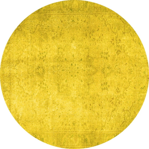 Ahgly Company Indoor Round Persian Yellow Traditional Area Rugs, 8' Round