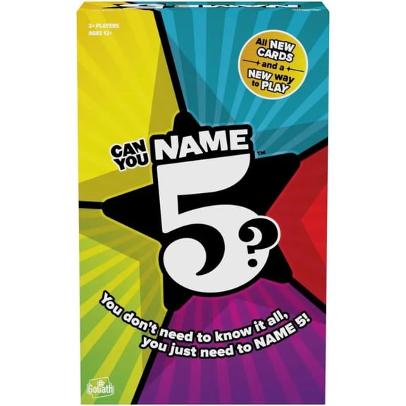 Goliath Name 5 Board Game | Name 5 Things Before Time Runs Out | Party Game, Family Game Night | for 2 or More Players or Teams, Ages 12 