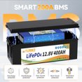 thumbnail image 4 of 12V 400Ah Golf Carts LiFePO4 Battery with Charger,Built in 200A BMS,FLLYROWER for RV,Marine,Trolling Motor,Solar,16000+ Deep Cycles & 10 Years Lifetime, 4 of 12