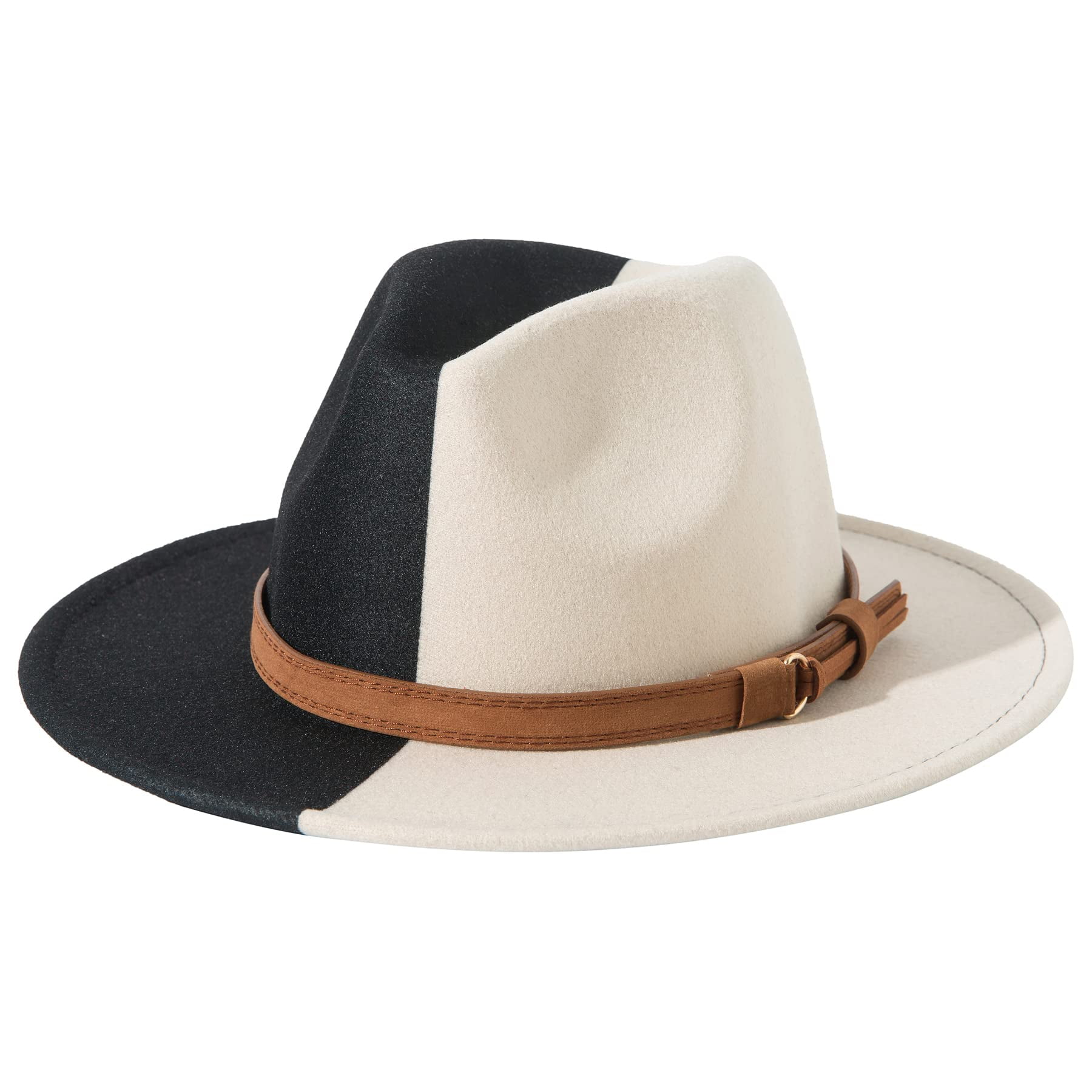 Chapeau Feutre Homme EOZY Chapeau Fedora Classique En Feutre à Large Bord Plat Pour Femme Et Homme, Noir Chapeau Bord Large