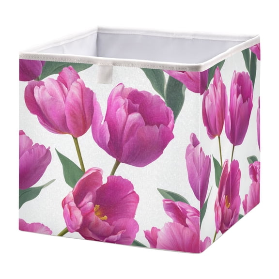 Fabric Storage Bins Foldable Cube For Home Organization Baskets Elements Tulips