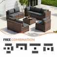 thumbnail image 4 of Poteban Patio Furniture Sets, Modular Rattan Outdoor Patio Sectional Furniture Sofa Set, Wicker Patio Conversation Set for Backyard,9PCS, 4 of 8