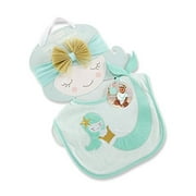 Baby Aspen Simply Enchanted Mermaid Bib and Headband Set, Mint/White/Gold