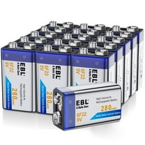 EBL 16-Pack 280mAh Nimh Rechargeable 9V Batteries for Flashlight Toys