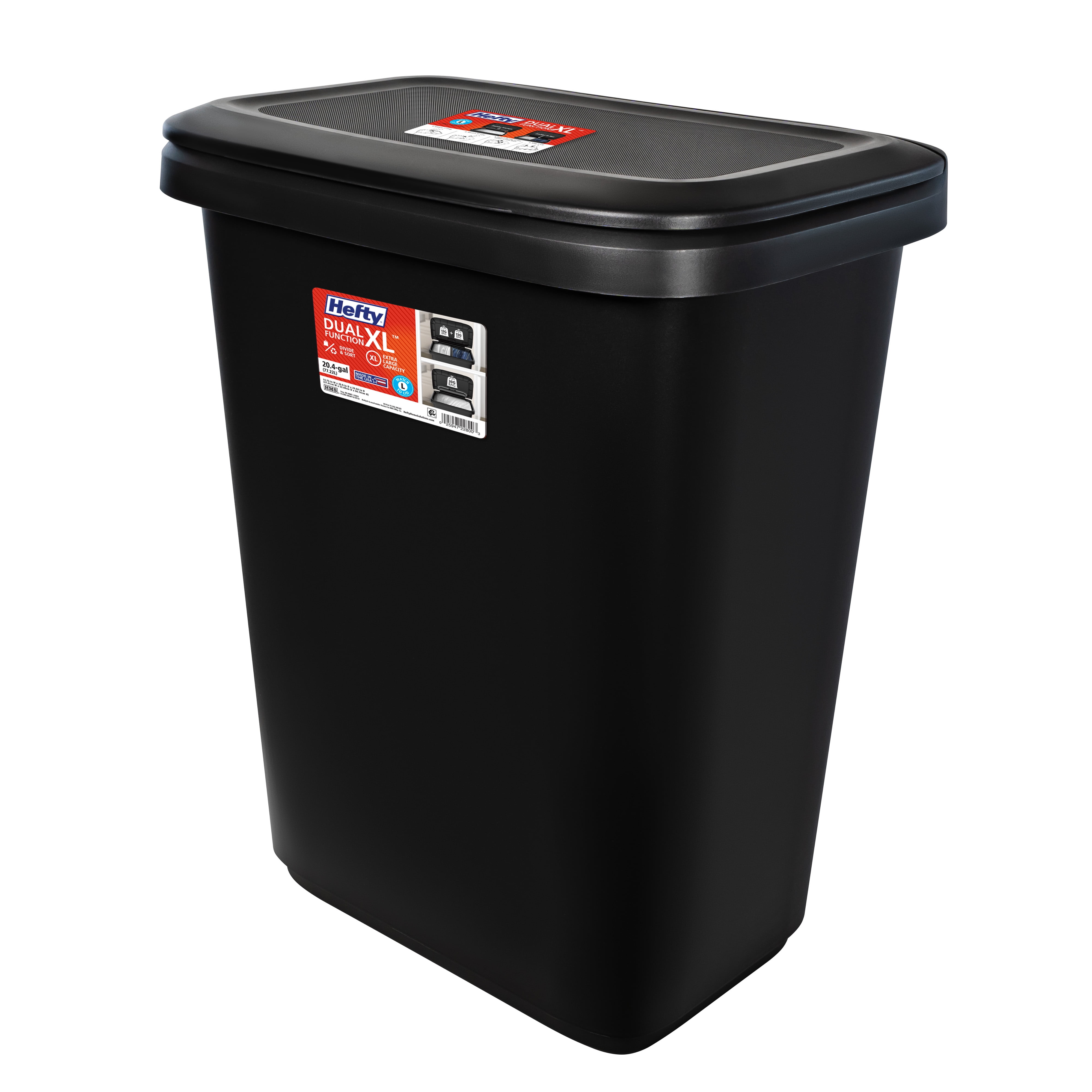 Hefty Kitchen Trash Can, 20.4 Gallon Plastic Recycling Two