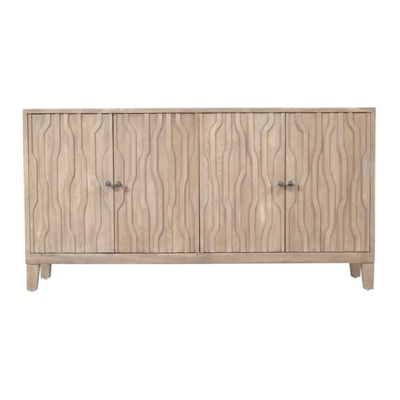 Orchard 4-Door Sideboard Transitional Light Ash Ivory Reclaimed Solid Wood