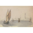 thumbnail image 3 of Myles Birket Foster 18x13 Black Modern Framed Museum Art Print Titled - One of a Group of Three Studies on the Venetian Logoon., 3 of 5