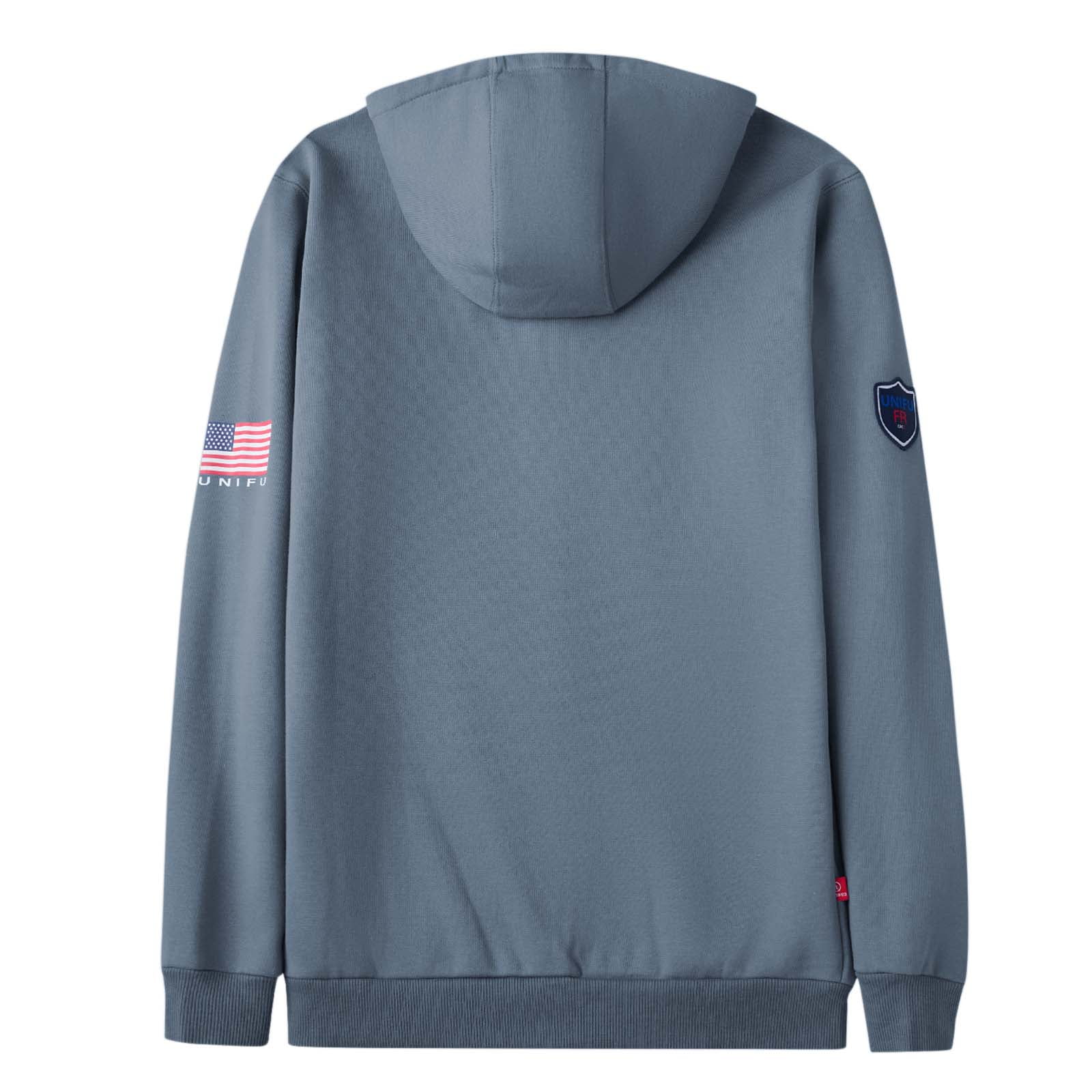 UNIFU FR Shirts for Men Flame Resistant Zipper 12OZ Heavy Weight Long Sleeve Fleece 100% C NFPA2112/CAT2 Hooded Sweatshirt