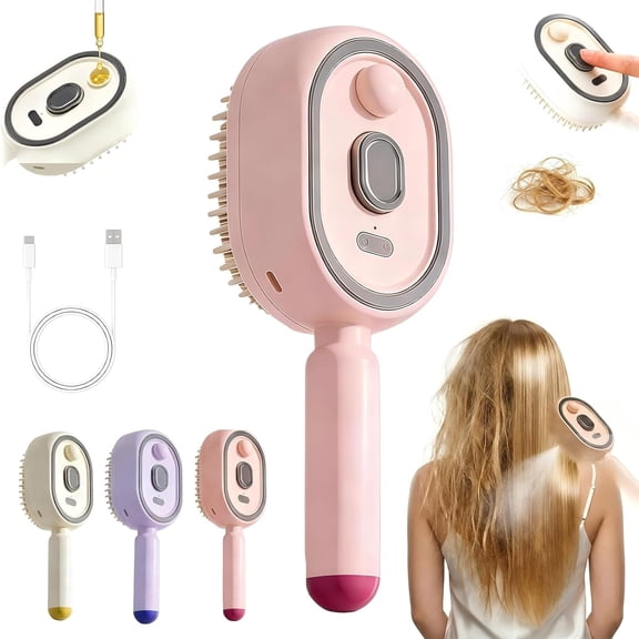 Electric Spray Air Cushion Hair Brush,2026Upgrade 3 in 1 Air Cushion Brush Steam Hair Brush Scalp Massager,Retractable Hairs Massage Brush for Frizzy Hair & Scalp Care,Relieve Hair Tangles & Dryness