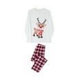 thumbnail image 6 of Qiylii Family Matching Christmas Pajamas Outfits, Long Sleeve Elk Printed Tops + Elastic Plaid Pants/Romper Sets, 6 of 10