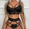 thumbnail image 2 of Harpily 2025 Intimates Women's Funny Underwear Lace Button Cut Out Three Point Bra Pants Set Bodysuit, 2 of 7