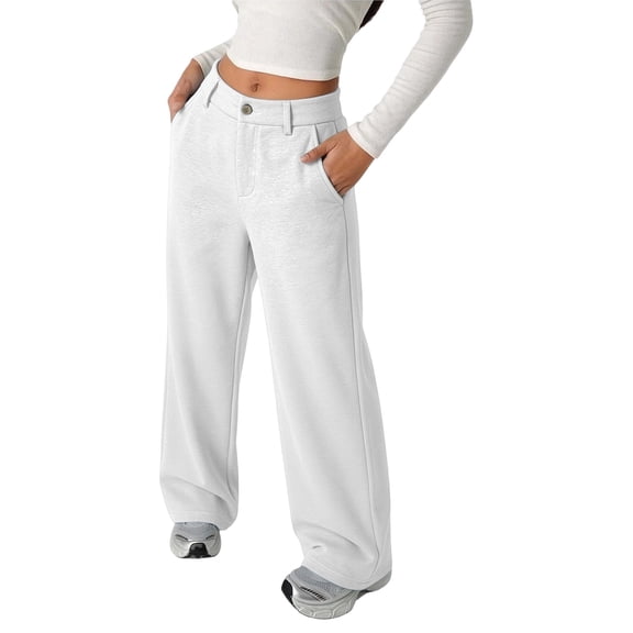 Vividxx Girls Sweatpants Casual Wide Leg Sweatpants With Pockets Soft Lined Elastic Waist Solid Color Trousers For Fall Winter Fashion 5-6 Years