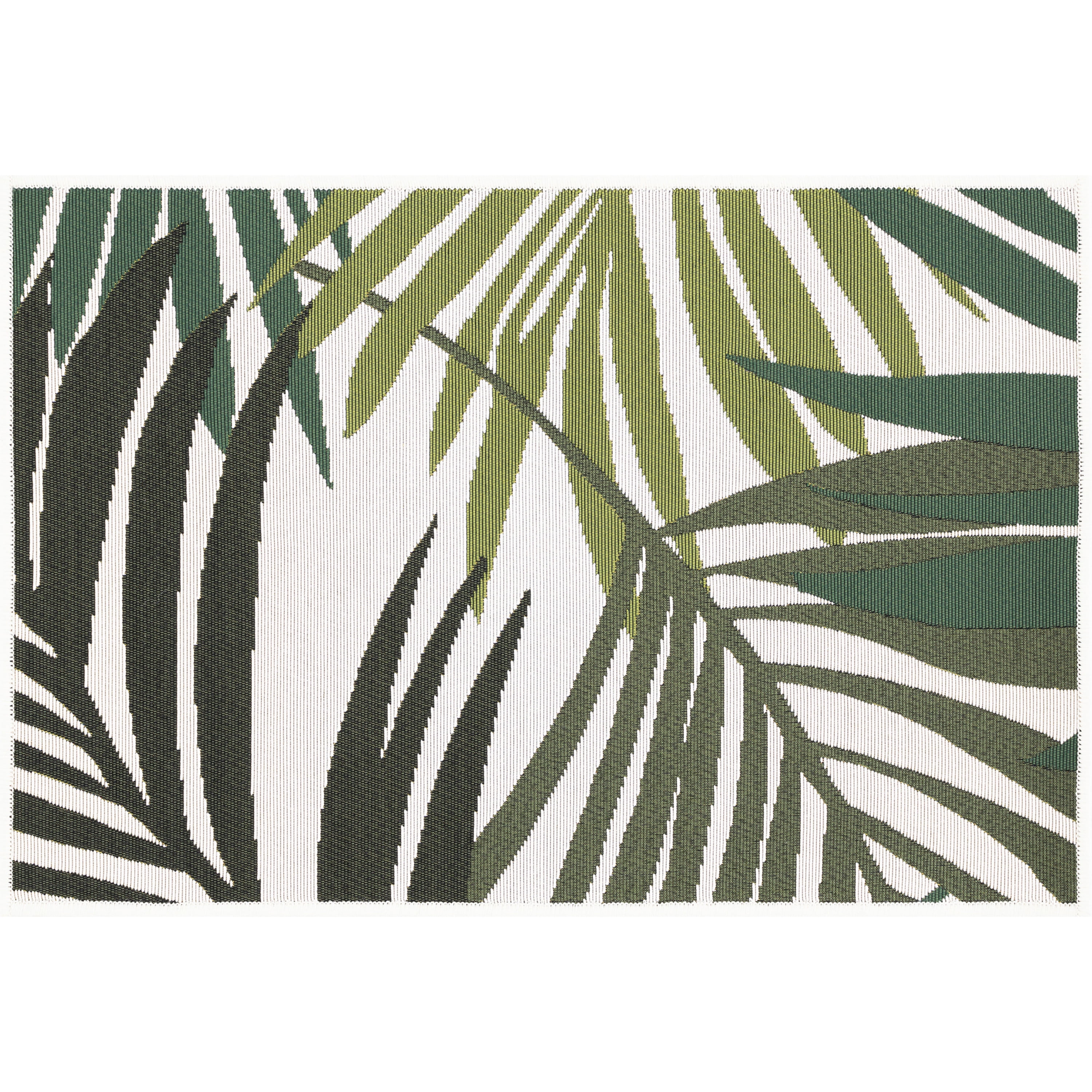 Stunning Transitional 2' x 3' Cream and Green Polypropylene Outdoor Area Rug