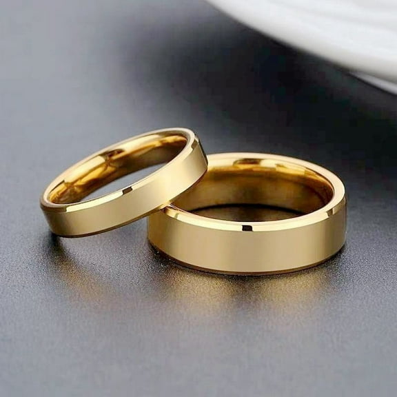 New Smooth Stainless Steel Couple Rings Gold colour Simple 4MM 6MM Women Men Lovers Wedding Jewelry Engagement Gifts