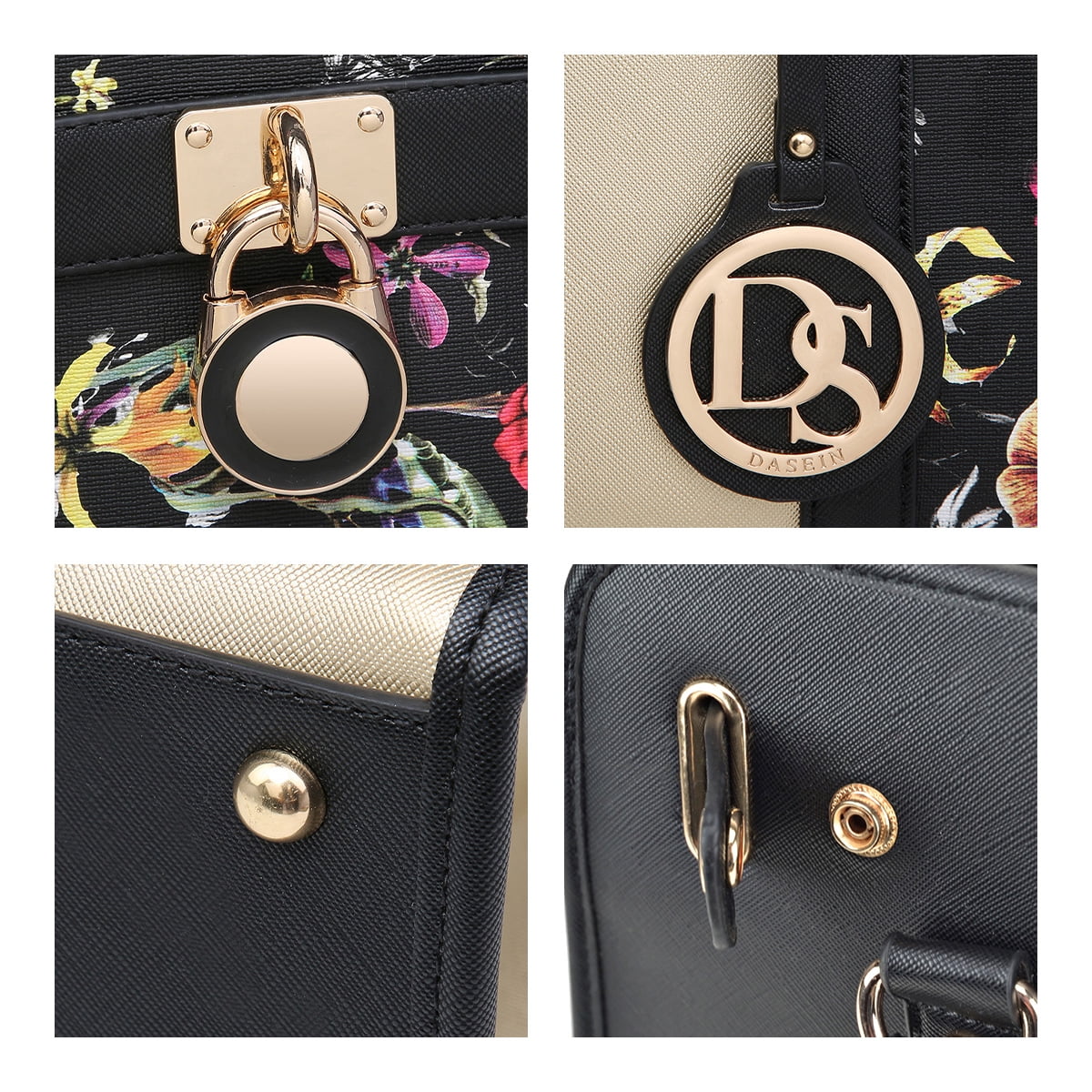 Dasein Women Handbags Purses Two Tone Satchel Bags Top Handle Shoulder Bags Work Tote with Matching Wallet