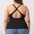 thumbnail image 5 of LNWUY (XL-5XL) Plus Size Women's Cami Tank Tops Cross Back Halter Sleeveless Summer Versatile Going Out Casual T-Shirts Black XL, 5 of 6