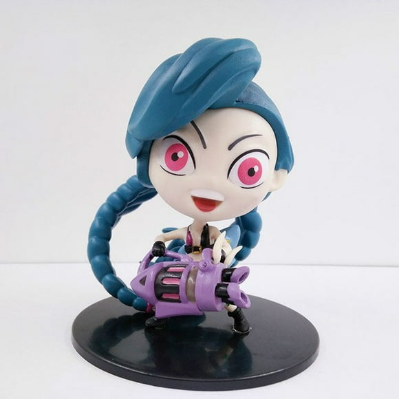 Figurine de Ligue des Légendes 10cm Arcane Jinx Vi Q Version Anime Action Mignonne Mini Poupée Jouets pour Adultes Cadeaux pour Enfants