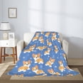 thumbnail image 2 of Throw Blanket for Couch Sofa and Bed, Corgi print Super Soft Plush Throw Blanket, Fuzzy Cuteness Comfy Warm Washable Flannel Blanket & Throws for All Season 50"x40", 2 of 5