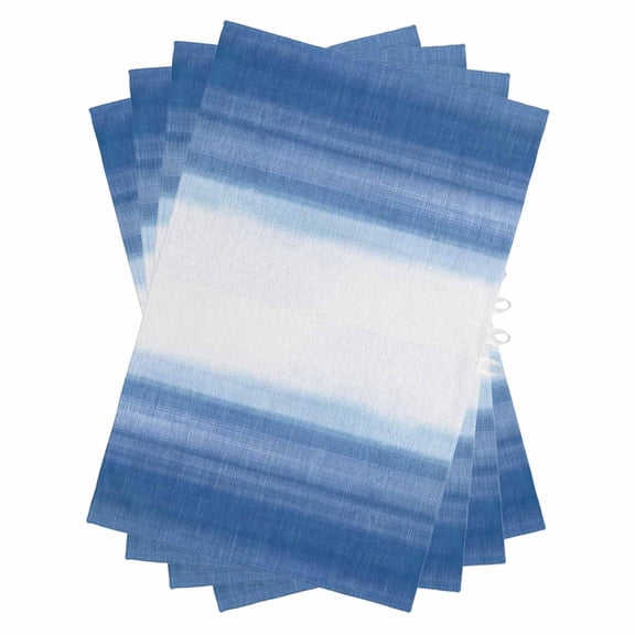 Blue White Ombre Kitchen Towels Set of 4, Water Absorbent Dish Towel, Modern Abstract Striped Lines Art Decorative Hand Towels - Quick Drying Cloth for Cooking Baking, 18x28 Inch