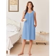 thumbnail image 2 of Ekouaer Womens Cotton Nightgown Sleeveless Night Gown Cooling Nightshirts Organic Cotton Dress with Pockets, 2 of 6
