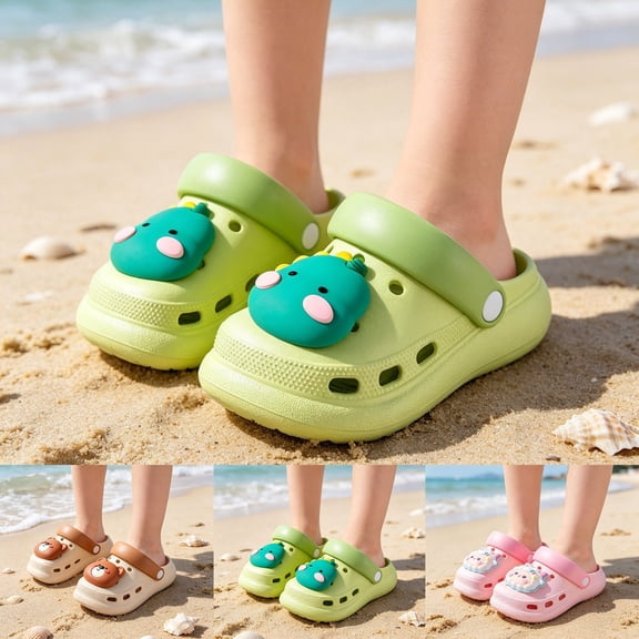 sususu Girls and Boys Light Slippers Sandals Summer Beach Flip Flops for Bathing Beach Pool Indoor Outdoor Green 18-24 Months