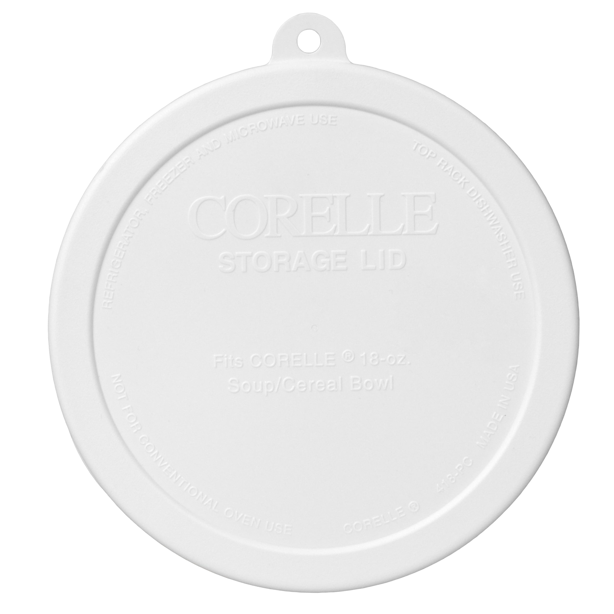 Corelle 418PC White Plastic Storage Replacement Lid Cover