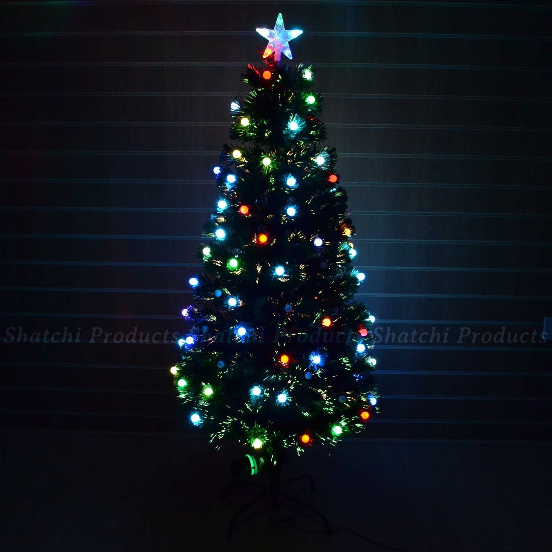 Pre-Lit Christmas Tree Fiber Optic Pine LED Lights Xmas Home Decor Berries 3FEET 