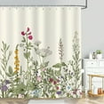 thumbnail image 2 of Thick Fabric Wildflower Shower Curtain 72 x 72 Inch for Bathroom, Sage Green Plant Botanical Vintage Floral Shower Curtain Set, Flower Bathroom Curtain with 12 Hooks, 2 of 6