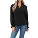 thumbnail image 4 of VISgogo - Blusa informal de manga larga con cuello en V para mujer, color sólido, para primavera y otoño VISgogo moda, 4 of 9
