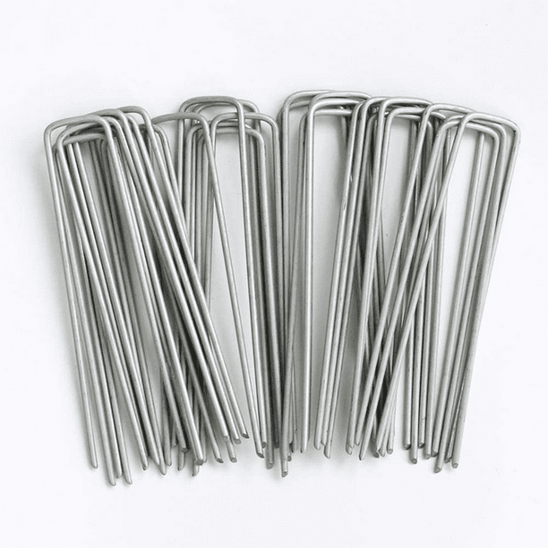 6 Inch Garden Stakes Galvanized Landscape Staples,100PCS UType Turf