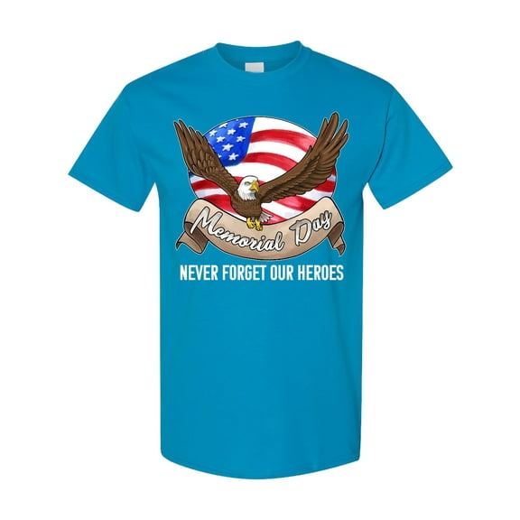 Inktastic Memorial Day Never Forget Our Heroes Bald Eagle T-Shirt