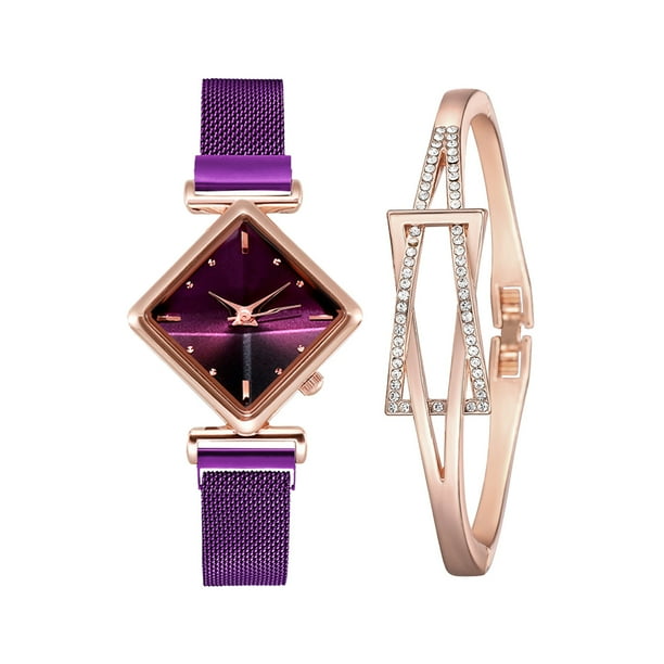 Relojes de pulsera para mujer, reloj de diamantes para mujer, pulsera de moda, personalidad, conjunto de combinación de moda, reloj de cuarzo
