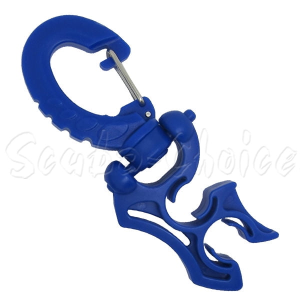 Scuba Diving Double Hose Holder with Clip, Black/Blue/Yellow (Blue