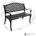thumbnail image 3 of Sunnydaze 2-Person Checkered Design Cast Aluminum Outdoor Patio Bench, Black, 3 of 10