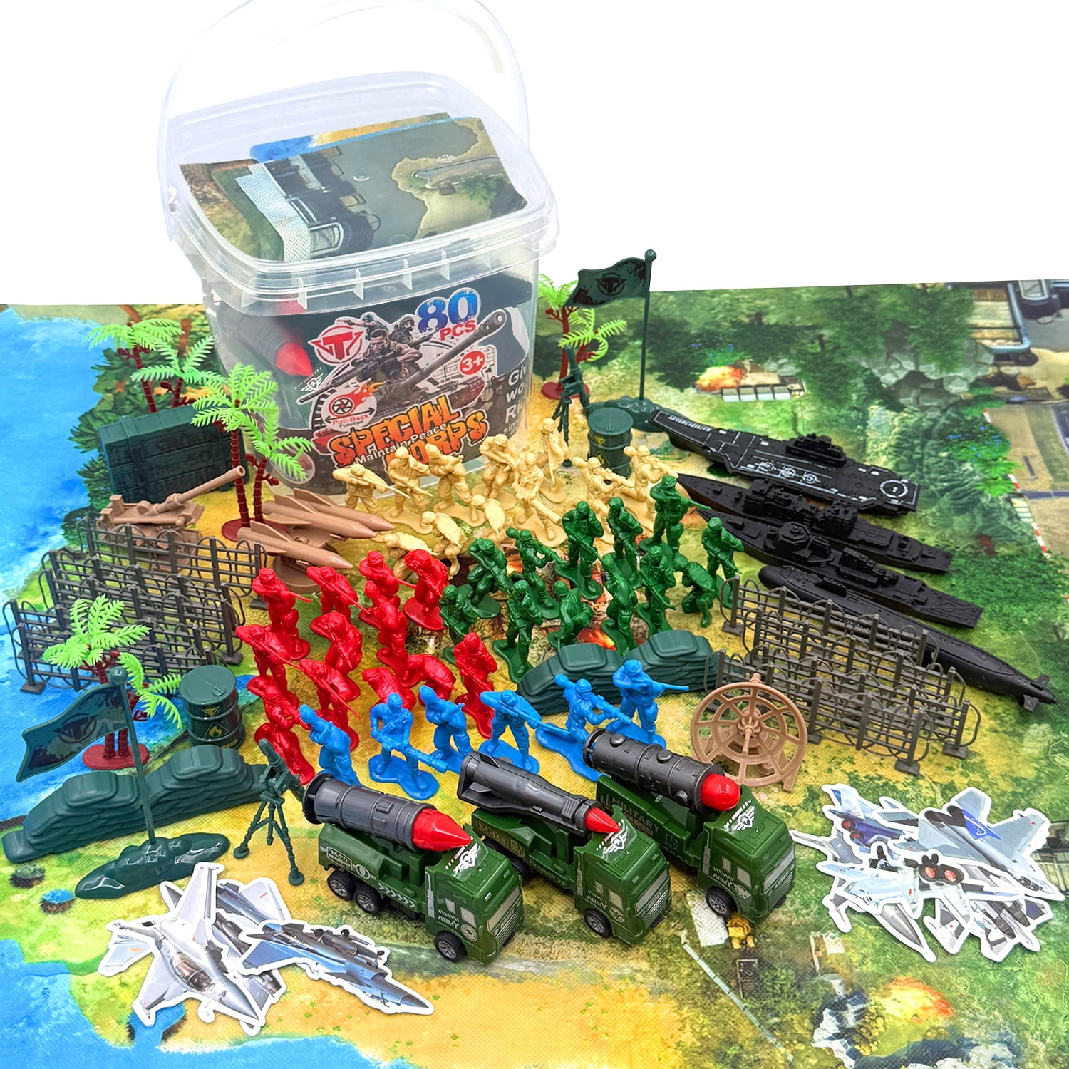 Joyfy 164 Piece Military Playset, Plastic Army Men, Soldiers