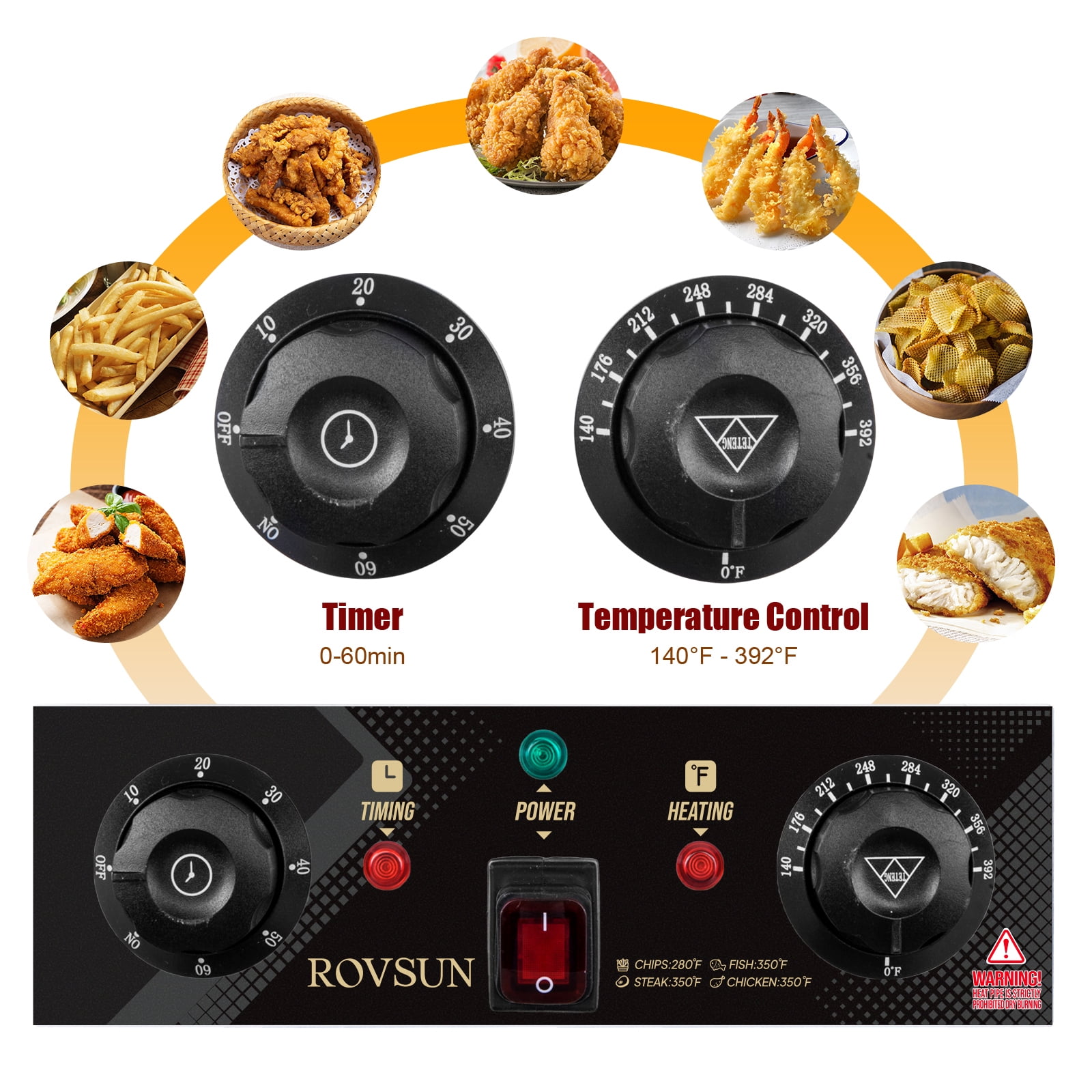 ROVSUN 15qt 3400W 2-Basket Commercial Electric Deep Fryer, Stainless Steel