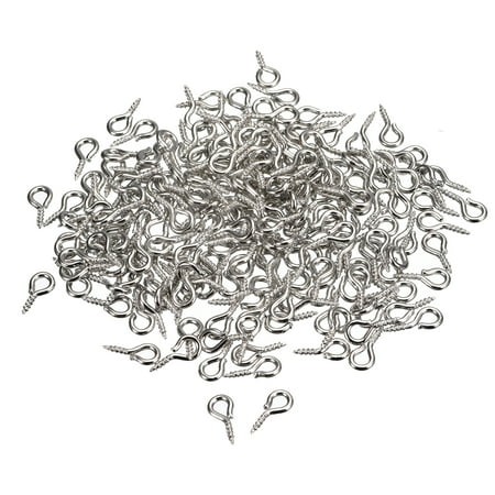 

200 Pack Small Screw Eye Hooks Mini Eyelets Screws 5x10x1.2mm Bright Silver