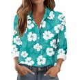 thumbnail image 2 of Abomasnow Womens Button Down Shirts Fashion Boho Floral Printed Shirts Dressy Casual Long Sleeve V Neck Tops S-2XL, 2 of 6