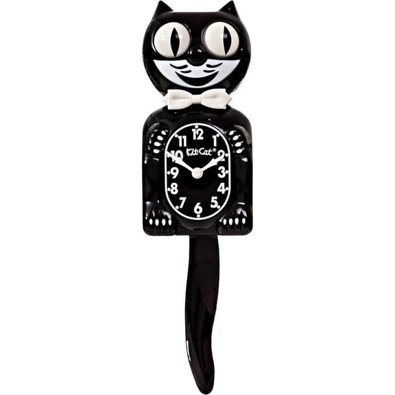 Kit-Cat Klock Gentlemen The Original (Classic Black) - Iconic Retro Cat Clock with Moving Eyes and Tail, Battery Operated Wall Clock, Perfect for Home Decor, Mid Century Modern Clock