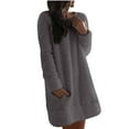 thumbnail image 2 of Gspmoly Robe pour Femmes, Robe Décontractée à Manches Longues Col Rond avec Poche Robes de Mariage pour Femmes jusqu'à 60 % de Réduction, 2 of 5