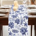 thumbnail image 3 of Table Runners 60 Inches Long Dress Scarves, Navy Blue Coastal Farmhouse Kitchen/Dining Table Runner, Small Coffee Tablerunners, Coral Starfish Seaside Summer Beach 13x60 Inch, 3 of 9