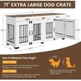 thumbnail image 3 of Double Dog Crate Furniture, 71'' Large Dog Kennel Indoor with 3 Storage Drawers and Removable Divider for 2 Dogs, Heavy Duty Decorative Dog House TV Stand Side Table for Medium Large Dog, 3 of 7