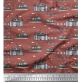 thumbnail image 1 of Soimoi Rayon Fabric Ship,Castel & Bridge Architectural Fabric Prints By Yard 42 Inch Wide, 1 of 1