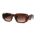thumbnail image 4 of Womens Dimensional Geometric Diamond Cut Mod Rectangle Sunglasses Tortoise Brown, 4 of 4