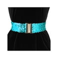 thumbnail image 3 of INSPIRE CHIC Women's Wide Waist Belts Interlock Buckles Shine Stretchy Belts 2PCS Blue, 3 of 5
