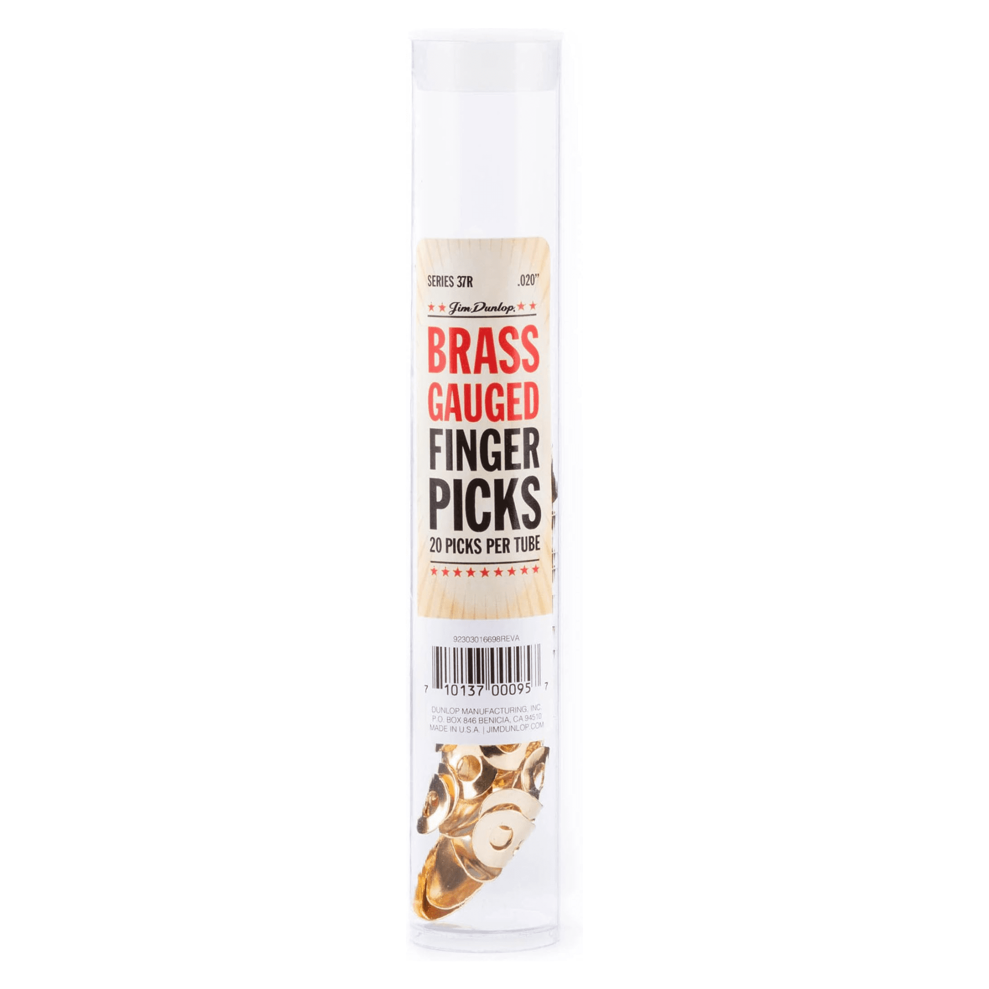 Dunlop 37R20-U 0.20 in. Brass Metal Finger Picks Tube Guitar - Pack of 20
