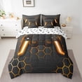 thumbnail image 2 of Castle Fairy Teens Game Gamepads Twin Bedding Sets 7-Piece for Adults Female Men,Black Orange Geometric Hexagon Bedding Comforter Set Microfiber,Video Game Game Controller Breathable Sheet Sets, 2 of 8